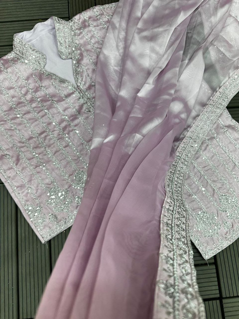 New Super Trending Embroidery cording work ready to wear saree with full koti