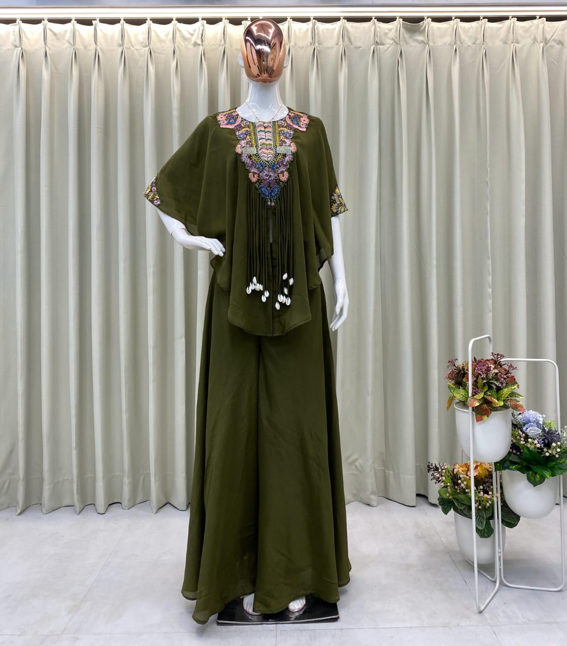 NEW TRENDY THREE PIECE INDO WESTERN WITH SEQUENCE EMBROIDERED WORK