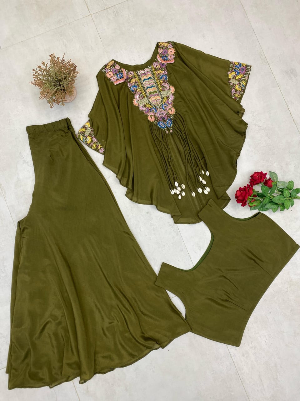 NEW TRENDY THREE PIECE INDO WESTERN WITH SEQUENCE EMBROIDERED WORK