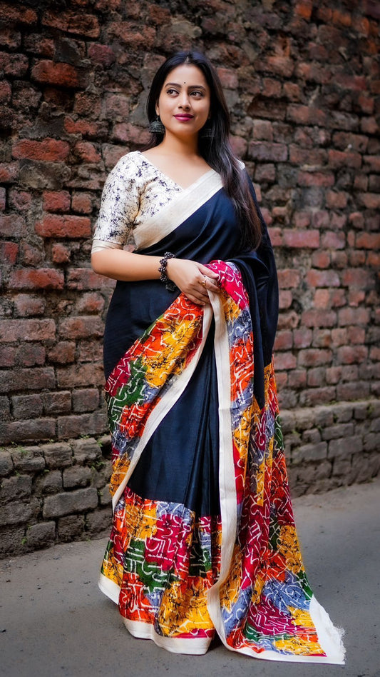 New fancy black pashmina saree