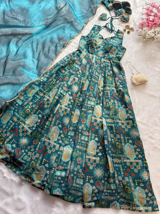 * Anarkali Gown * pure Jimmy organza silk digital printed