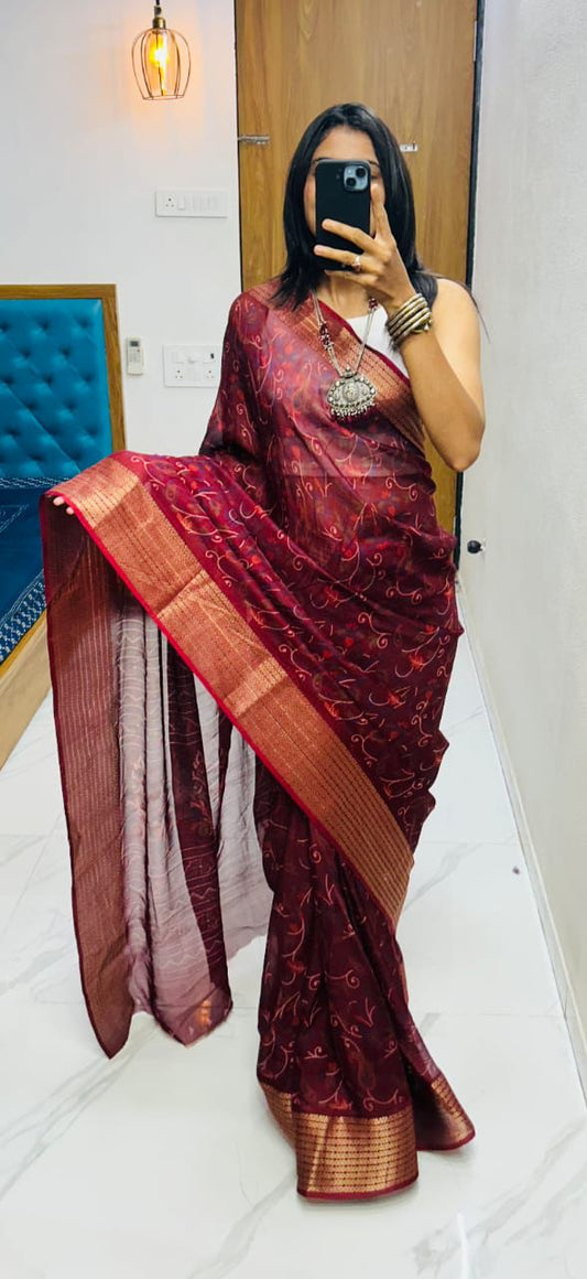 Heavy marsh mellow saree