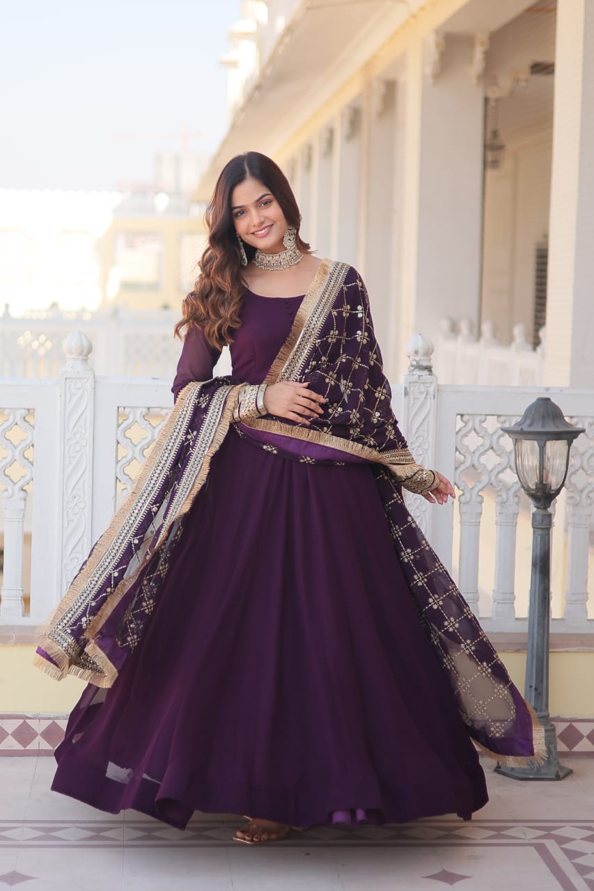 π GOWN-DUPATTA COLLECTIONS ππΌ Faux Blooming Gown with Dupatta