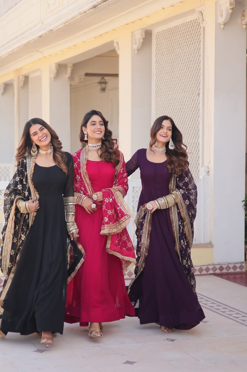 π GOWN-DUPATTA COLLECTIONS ππΌ Faux Blooming Gown with Dupatta