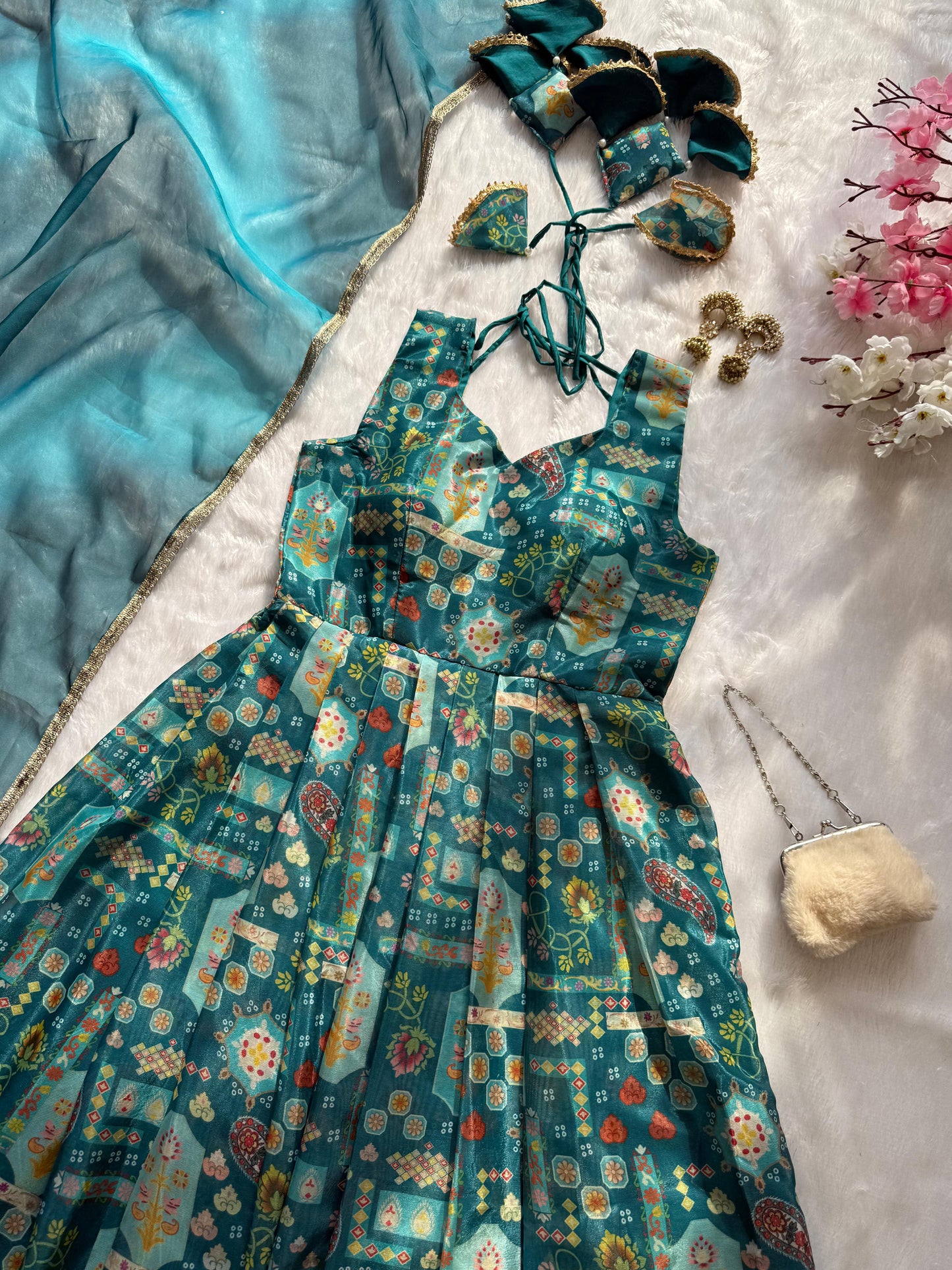 * Anarkali Gown * pure Jimmy organza silk digital printed