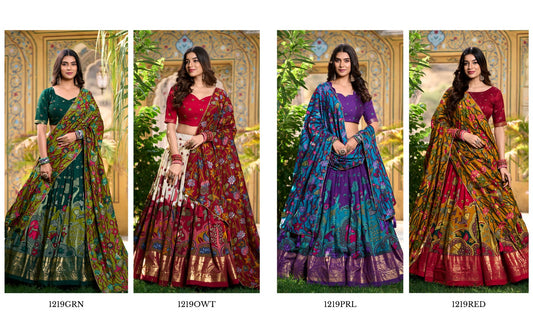 Kalamkari Print Lehenga Choli Featuring a Sophisticated Foil Work Border 🪷