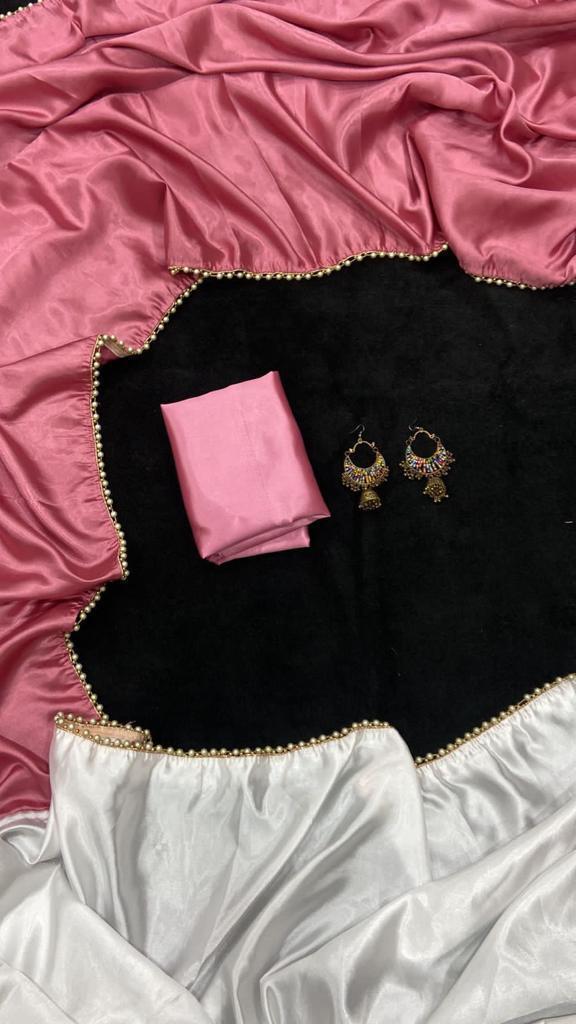 new half satin saree collection with beautiful moti lace border