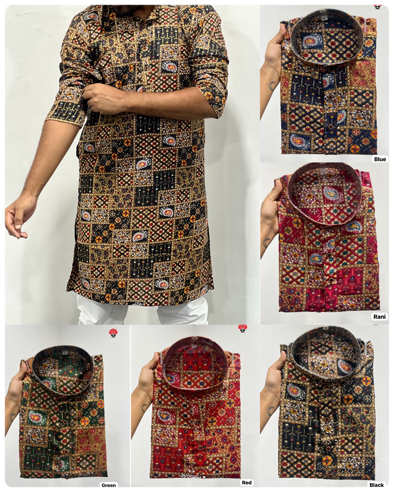 Printed kurta with foil print for rich look