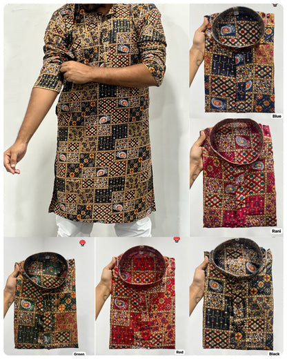 Printed kurta with foil print for rich look