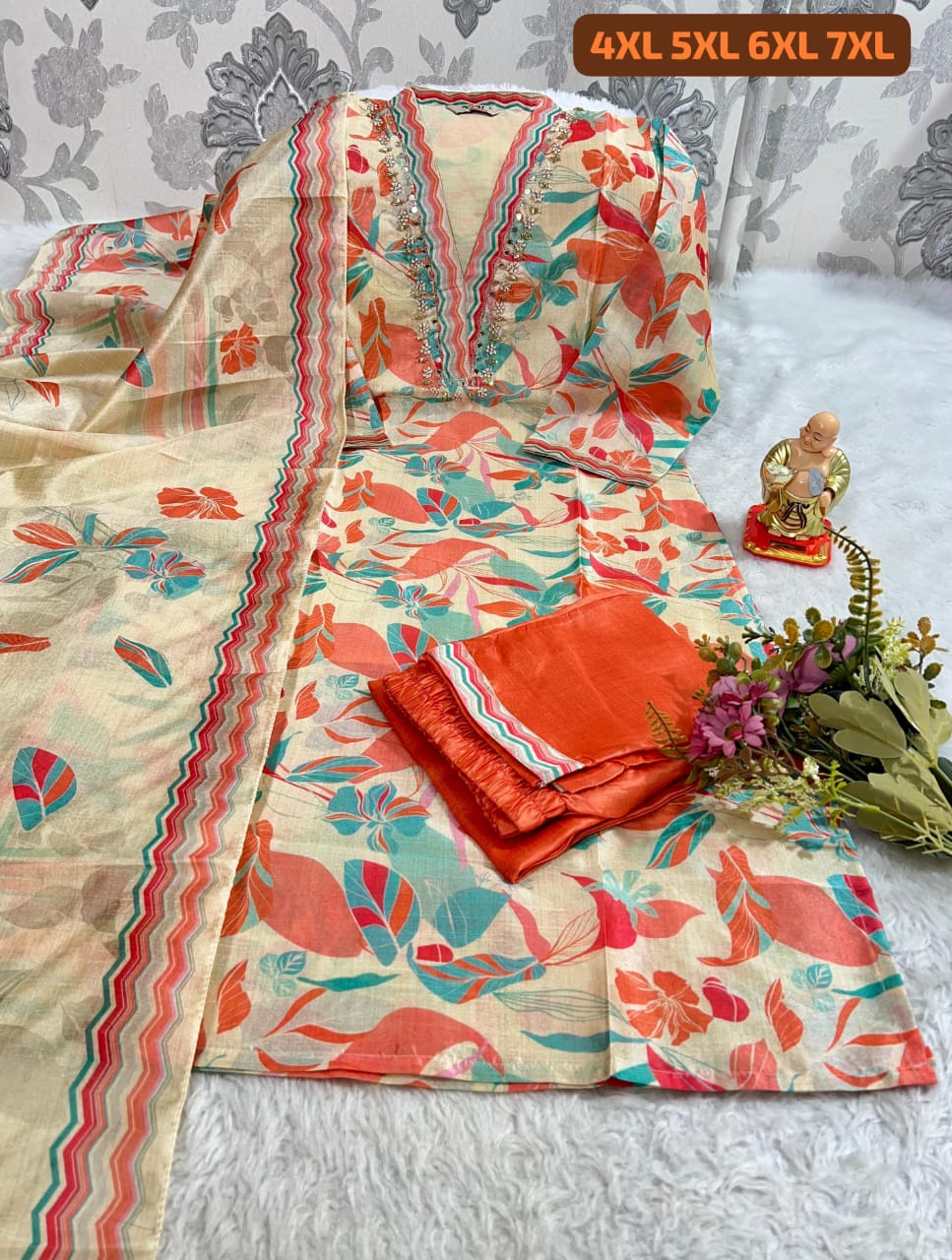 HANDWORK KURTI WITH PANT AND DUPPTA SET 😍