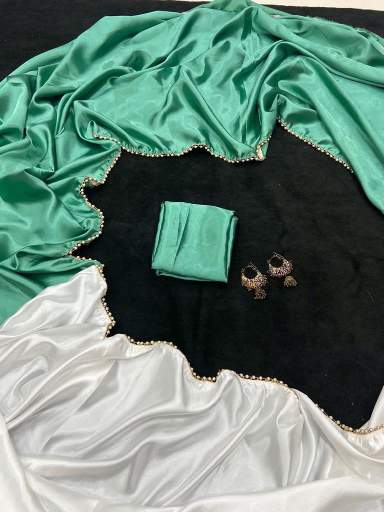 new half satin saree collection with beautiful moti lace border