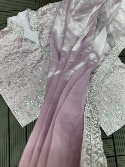 New Super Trending Embroidery cording work ready to wear saree with full koti