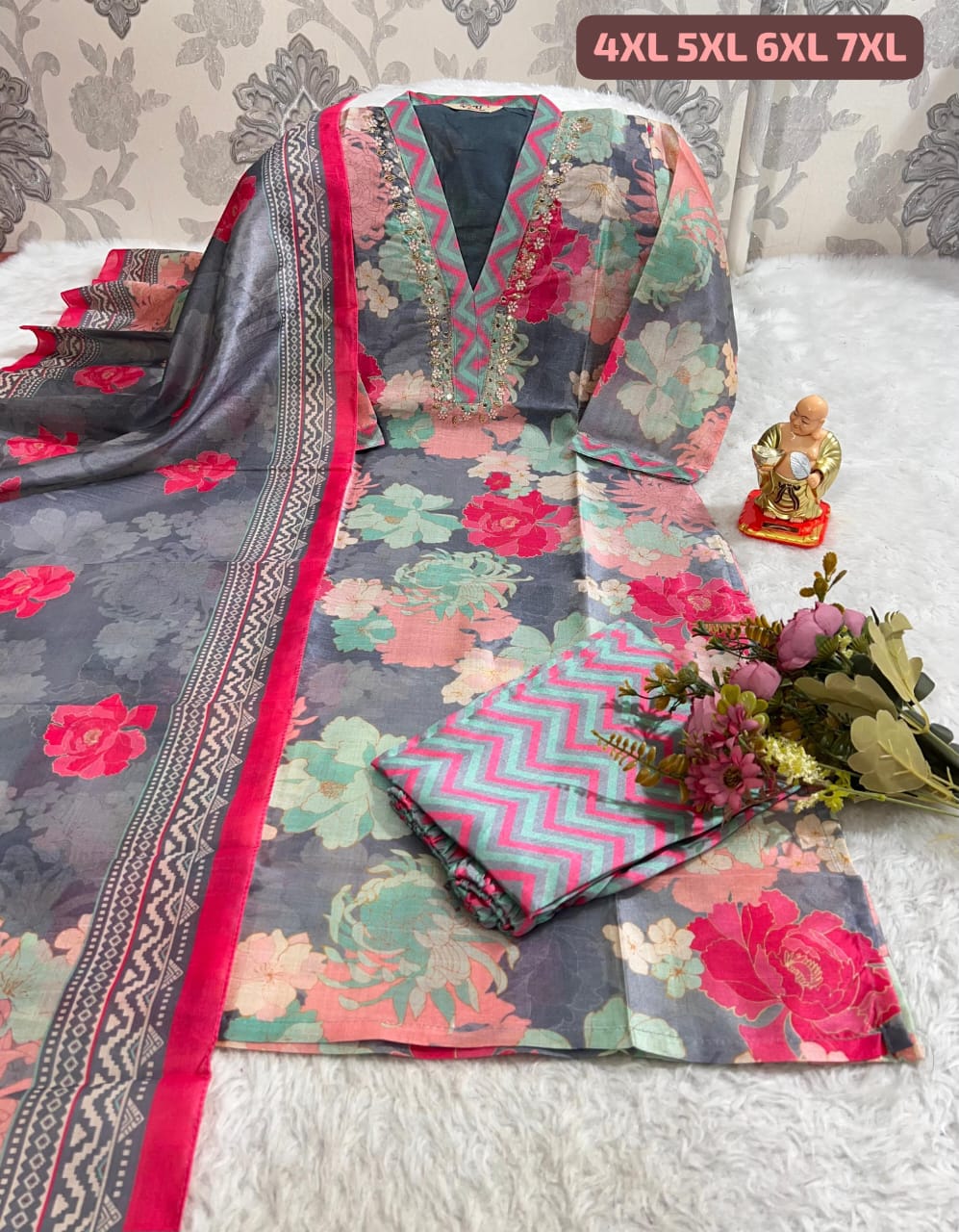 HANDWORK KURTI WITH PANT AND DUPPTA SET 😍