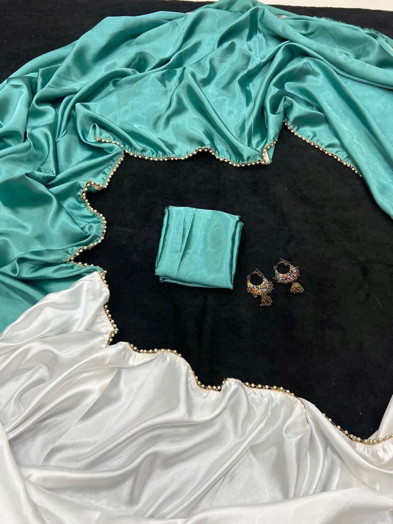 new half satin saree collection with beautiful moti lace border