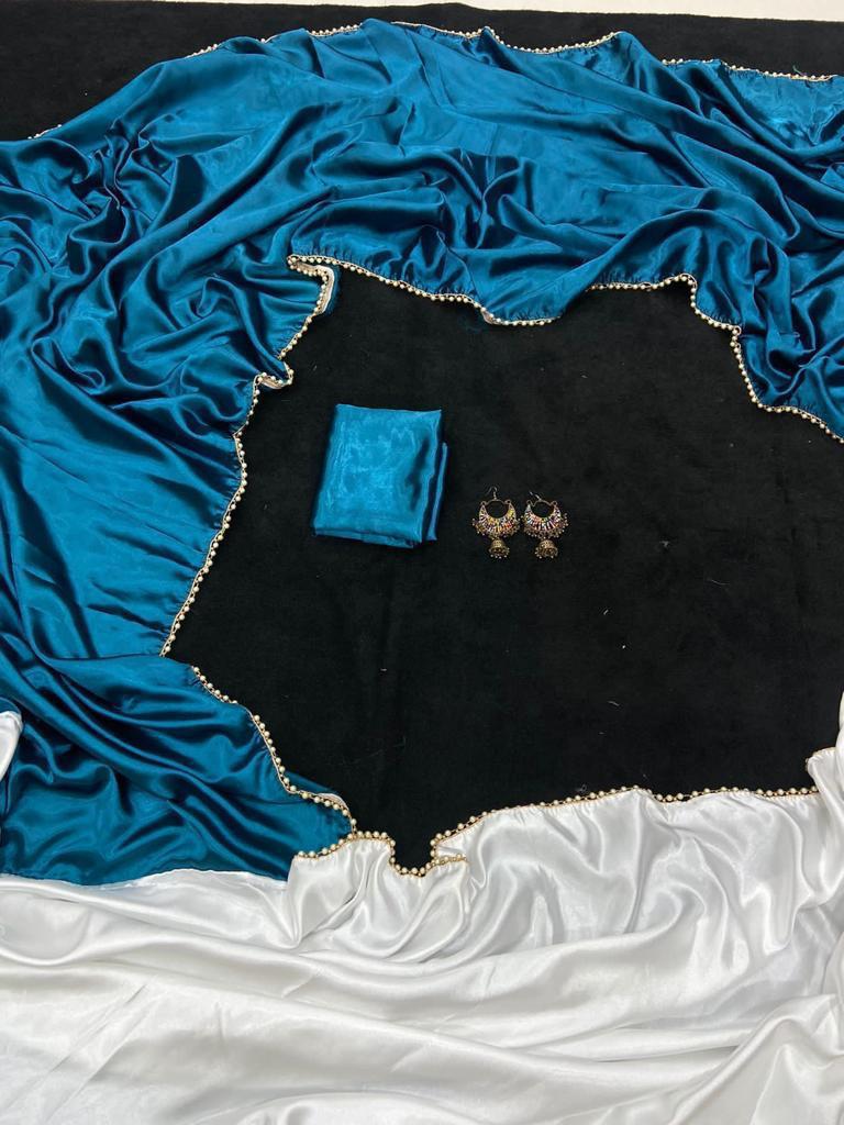 new half satin saree collection with beautiful moti lace border