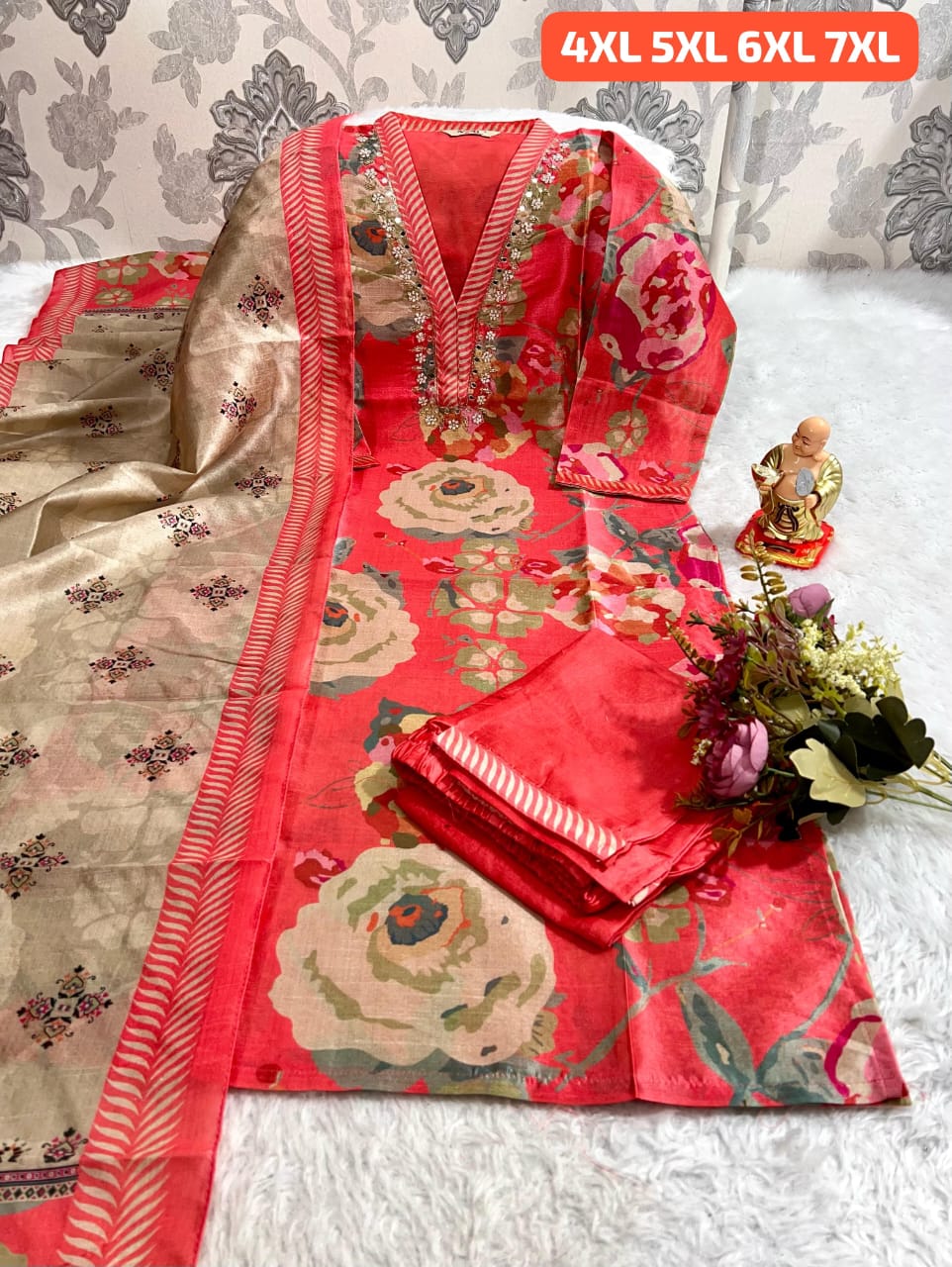 HANDWORK KURTI WITH PANT AND DUPPTA SET 😍