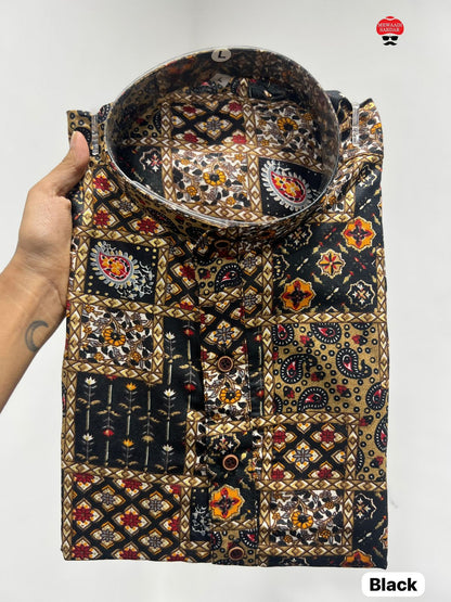 Printed kurta with foil print for rich look