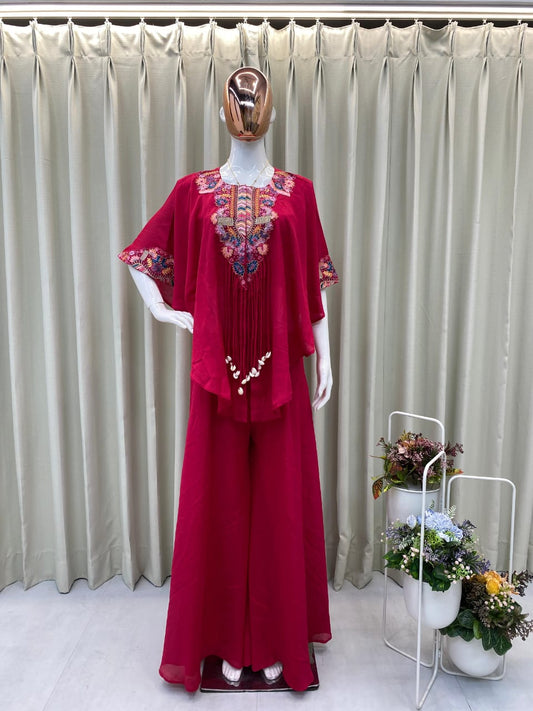 NEW TRENDY THREE PIECE INDO WESTERN WITH SEQUENCE EMBROIDERED WORK