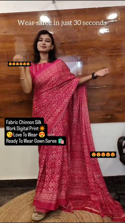 Super Hit Floral Georgette Gown Saree Design Launch