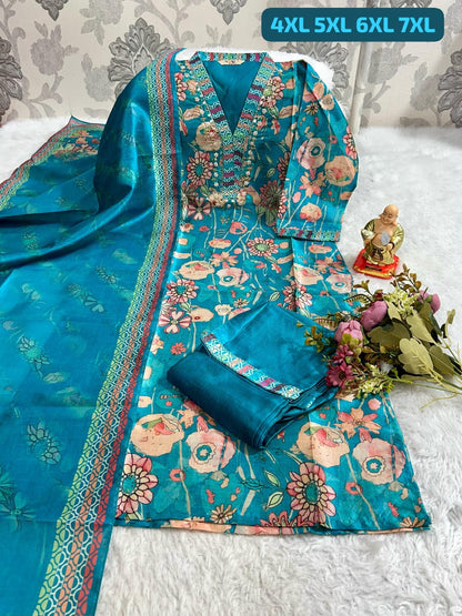 HANDWORK KURTI WITH PANT AND DUPPTA SET 😍