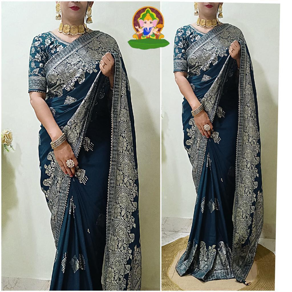 Silk Saree with 🥰 Beautiful Zari zecard weaving with Rich Pallu  Samosa patti lace border