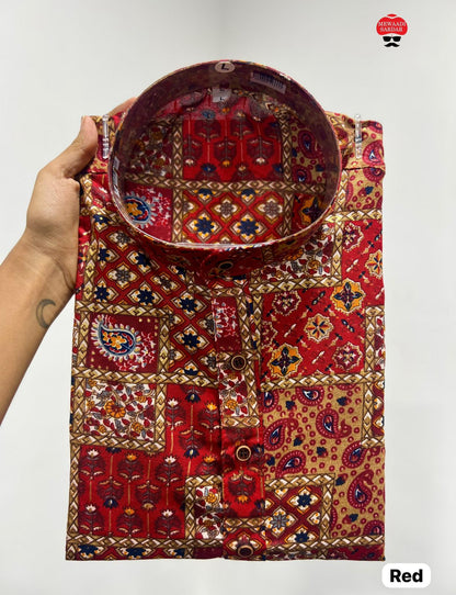 Printed kurta with foil print for rich look