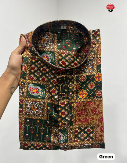 Printed kurta with foil print for rich look