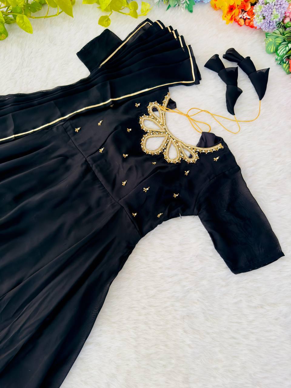 New Party Wear Look Back Rangoli Gerorrget Gown With Dupatta Set