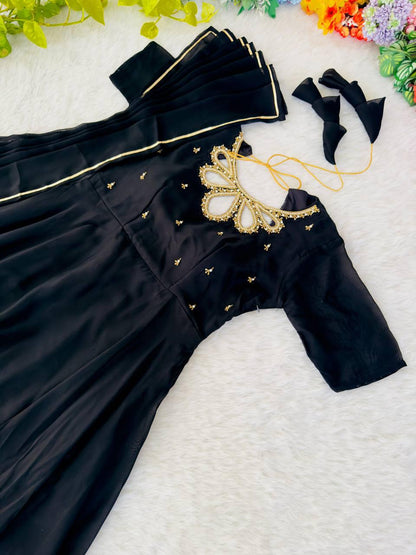 New Party Wear Look Back Rangoli Gerorrget Gown With Dupatta Set