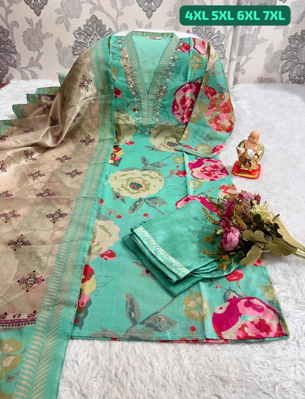 HANDWORK KURTI WITH PANT AND DUPPTA SET 😍