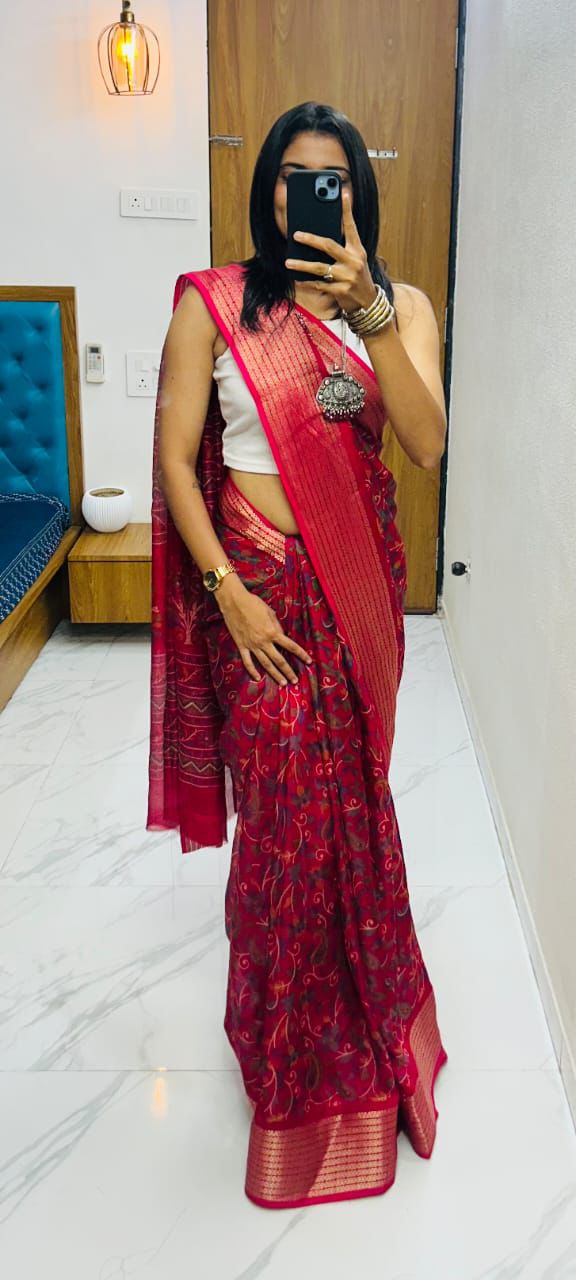 Heavy marsh mellow saree