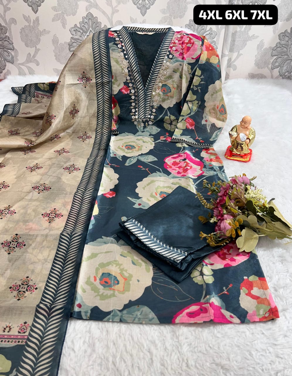 HANDWORK KURTI WITH PANT AND DUPPTA SET 😍