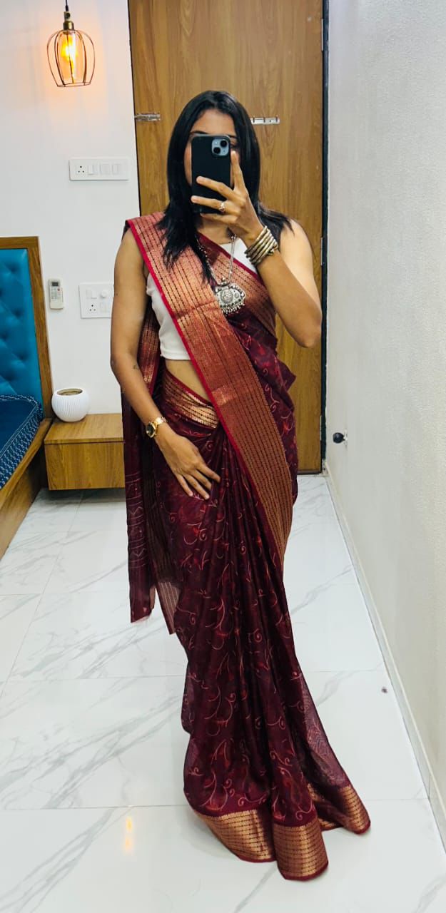 Heavy marsh mellow saree