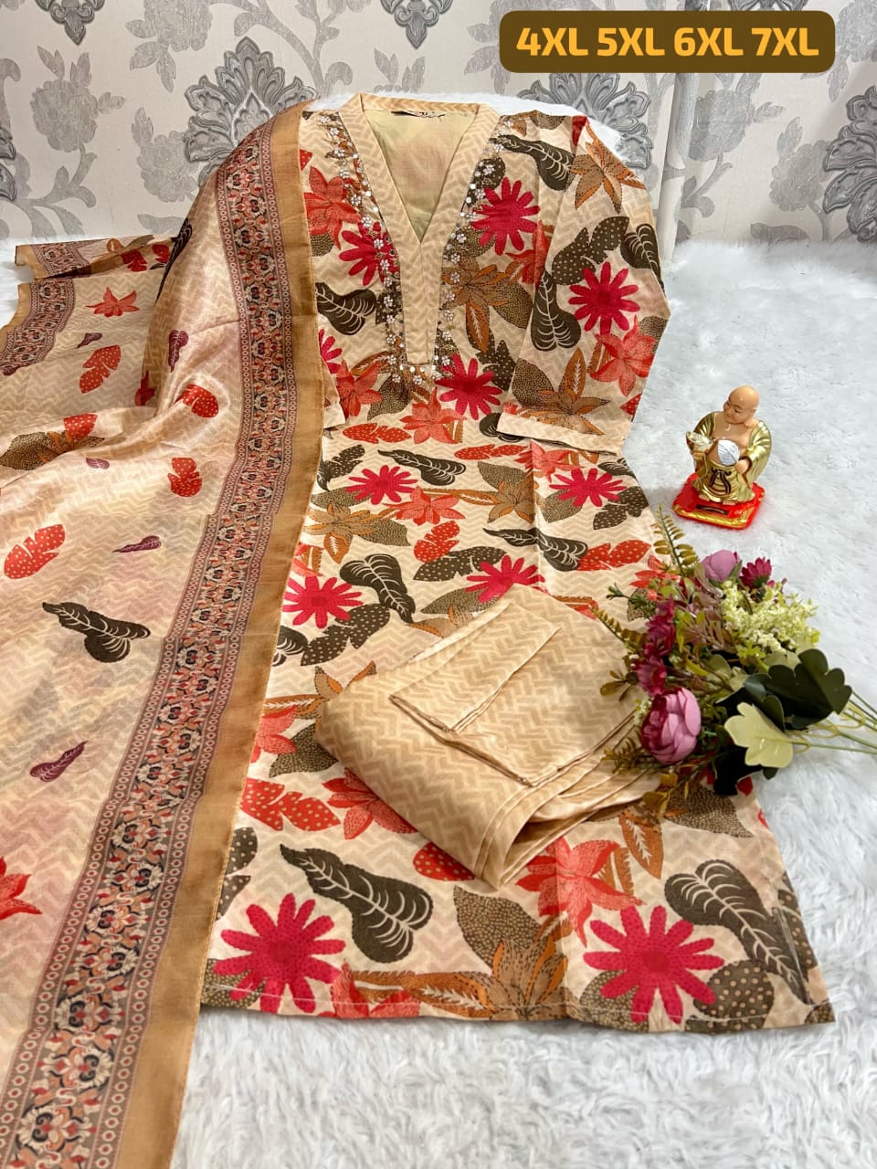 HANDWORK KURTI WITH PANT AND DUPPTA SET 😍