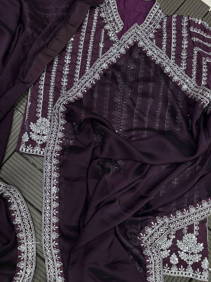 New Super Trending Embroidery cording work ready to wear saree with full koti