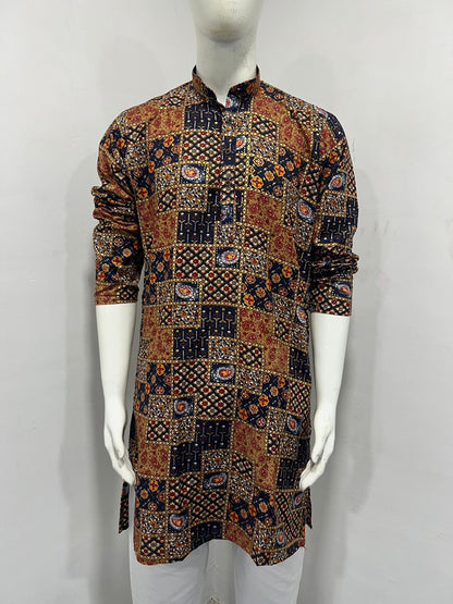 Printed kurta with foil print for rich look