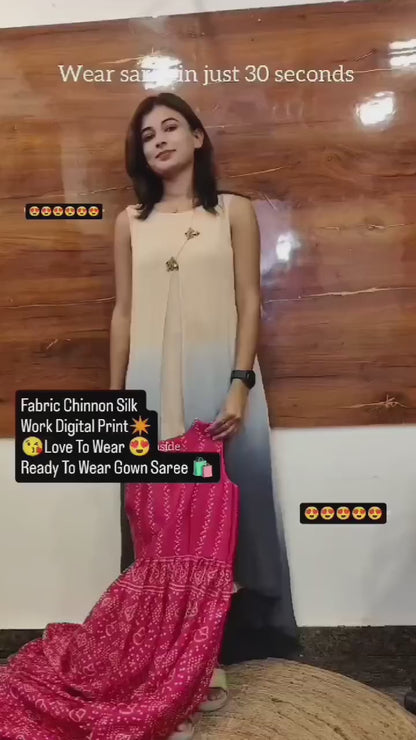 Super Hit Floral Georgette Gown Saree Design Launch