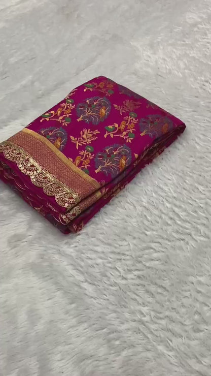 beautiful and charming pure khaddi georgette designer saree