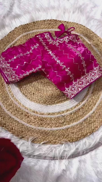 silk saree with beautiful embroidery sequence work heavy borders with lehariya sequence